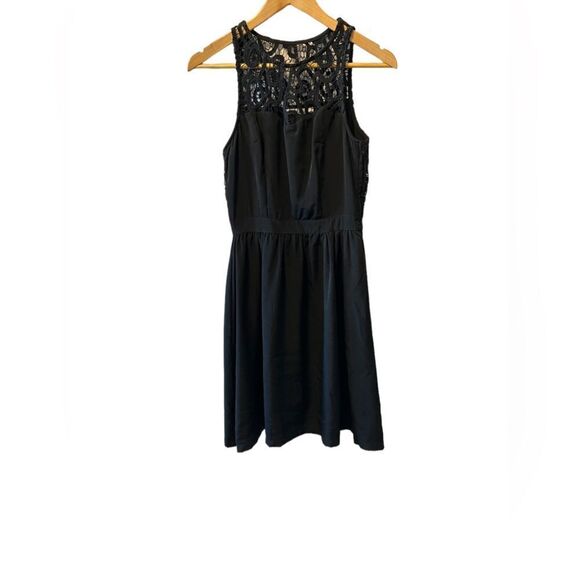 SISTERS Black Lace Top Sheer Back Mid Length Sleeveless Dress 34 - Picture 1 of 9